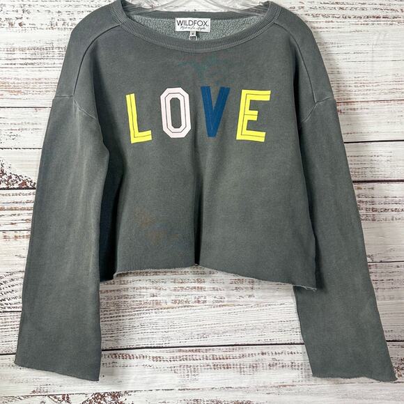 Wildfox Flora Love Oversized Cropped Sweatshirt, NEW flawed Small, MSRP $118 - Picture 5 of 13